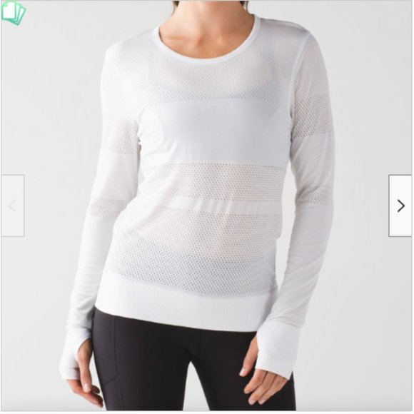 lululemon athletica Tops - Lululemon Breeze By Long Sleeve Heathered White (Cream)- Size  2/4 (Small)